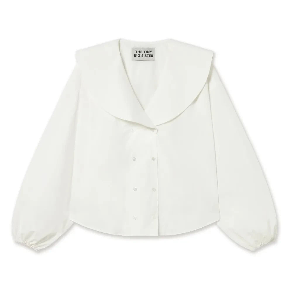 The Tiny Big Sister - Camisa de algodón con doble botón | Blanco