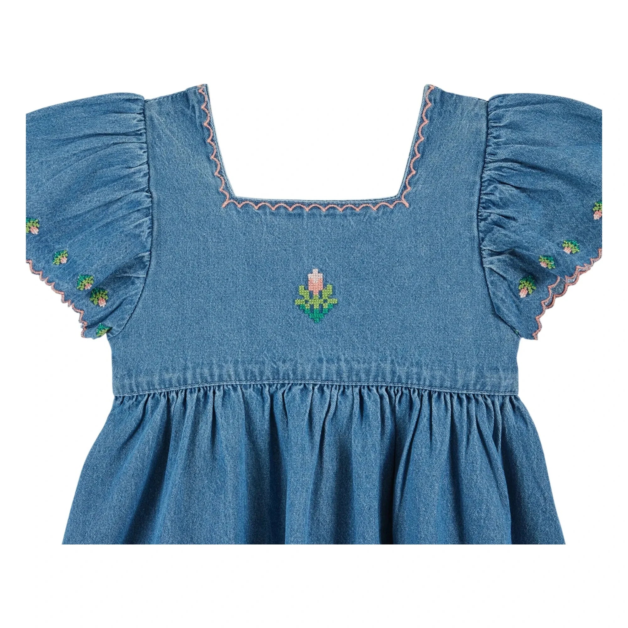 Emile et Ida - Vestido vaquero bordado | Azul