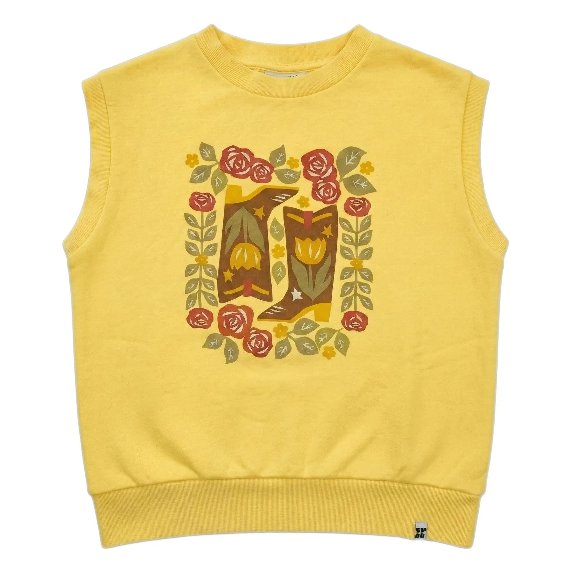 Hundred Pieces - Inaya Sudadera sin Mangas de Algodón Orgánico con Estampado Floral | Amarillo Pálido