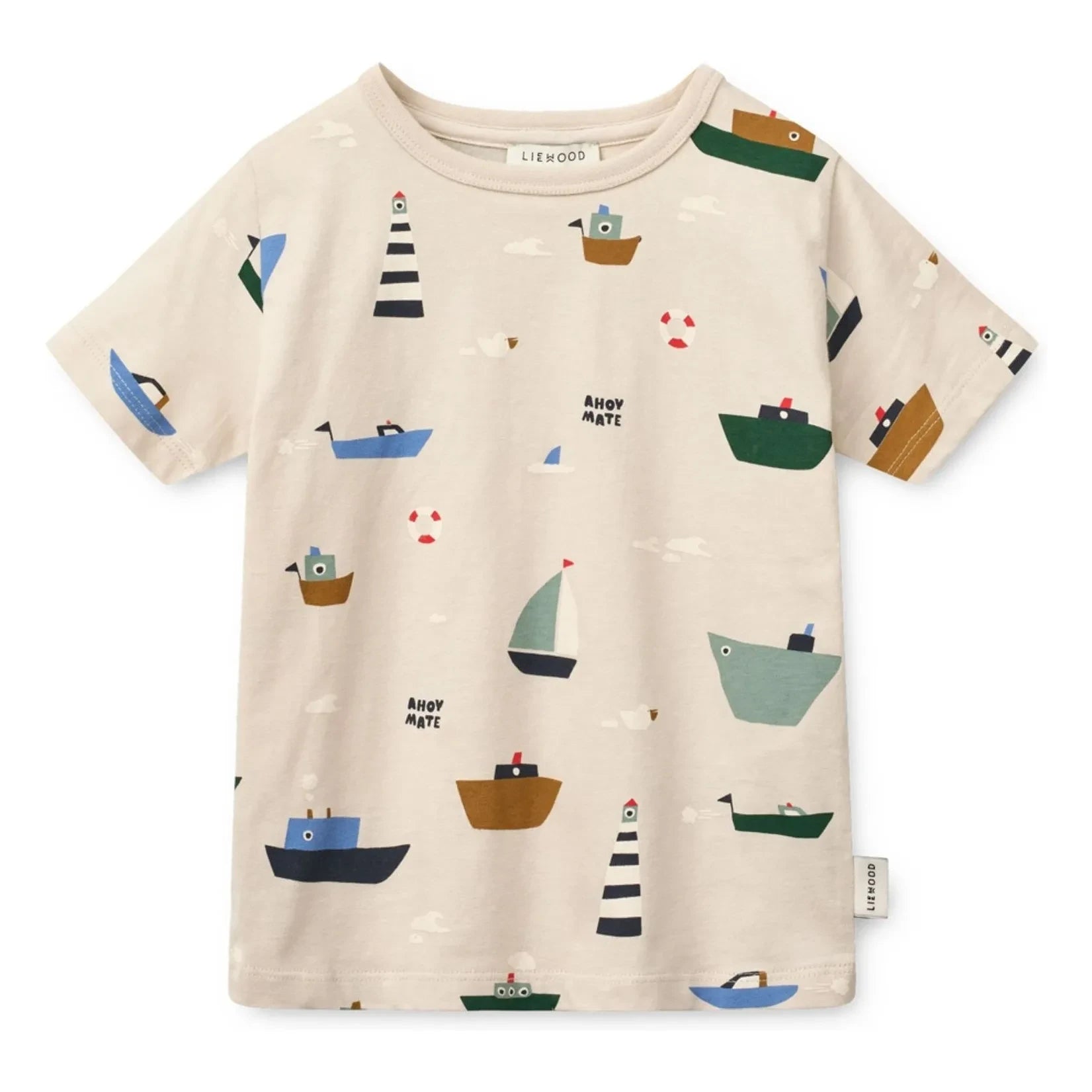 Liewood - Camiseta Apia Bateaux de algodón orgánico | Beige