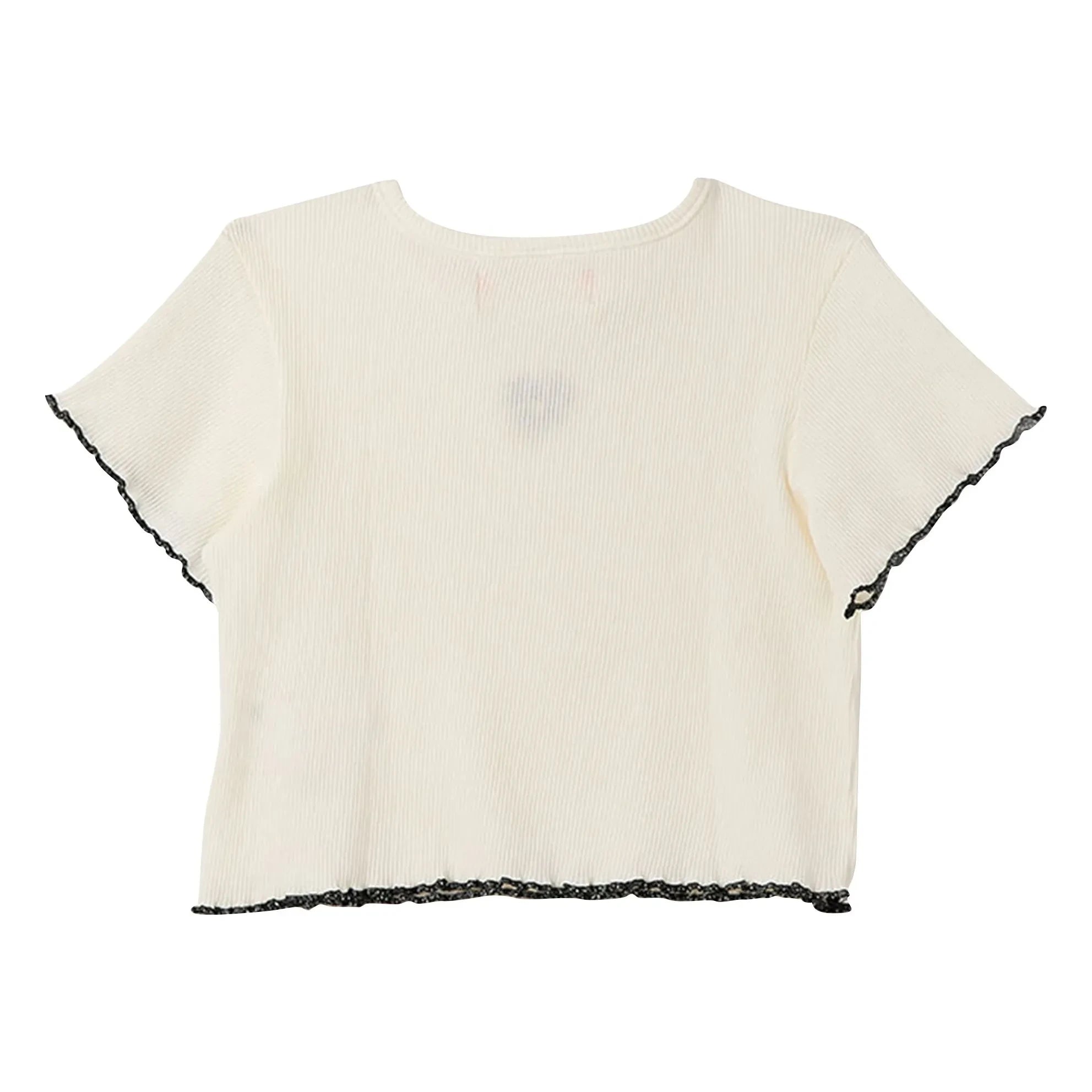 Fabula - Camiseta de canalé con motivo floral | Blanco