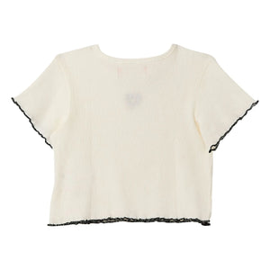 Fabula - Camiseta de canalé con motivo floral | Blanco