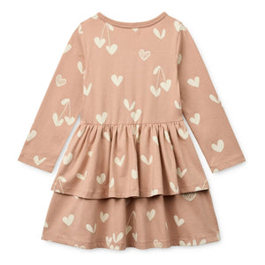 Liewood - Vestido de algodón orgánico Mindy Hearts | Melocotón