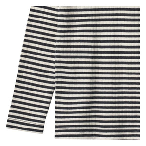 Wheat - Camiseta de Algodón Orgánico Acanalado a Rayas Stig | Azul Marino