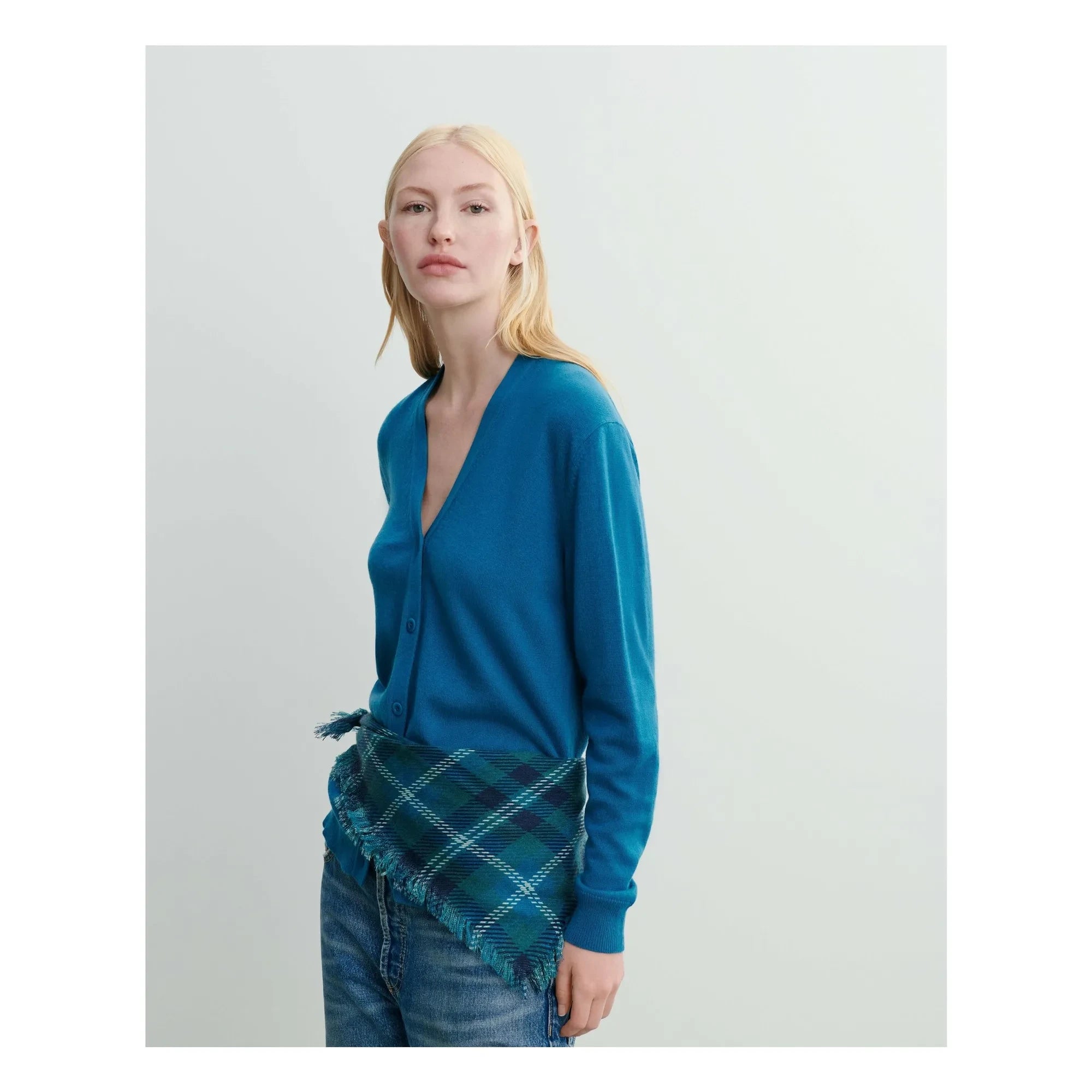 Bompard - Mini Carré Tartan Kaşmir Eşarp | Sedir Yeşili