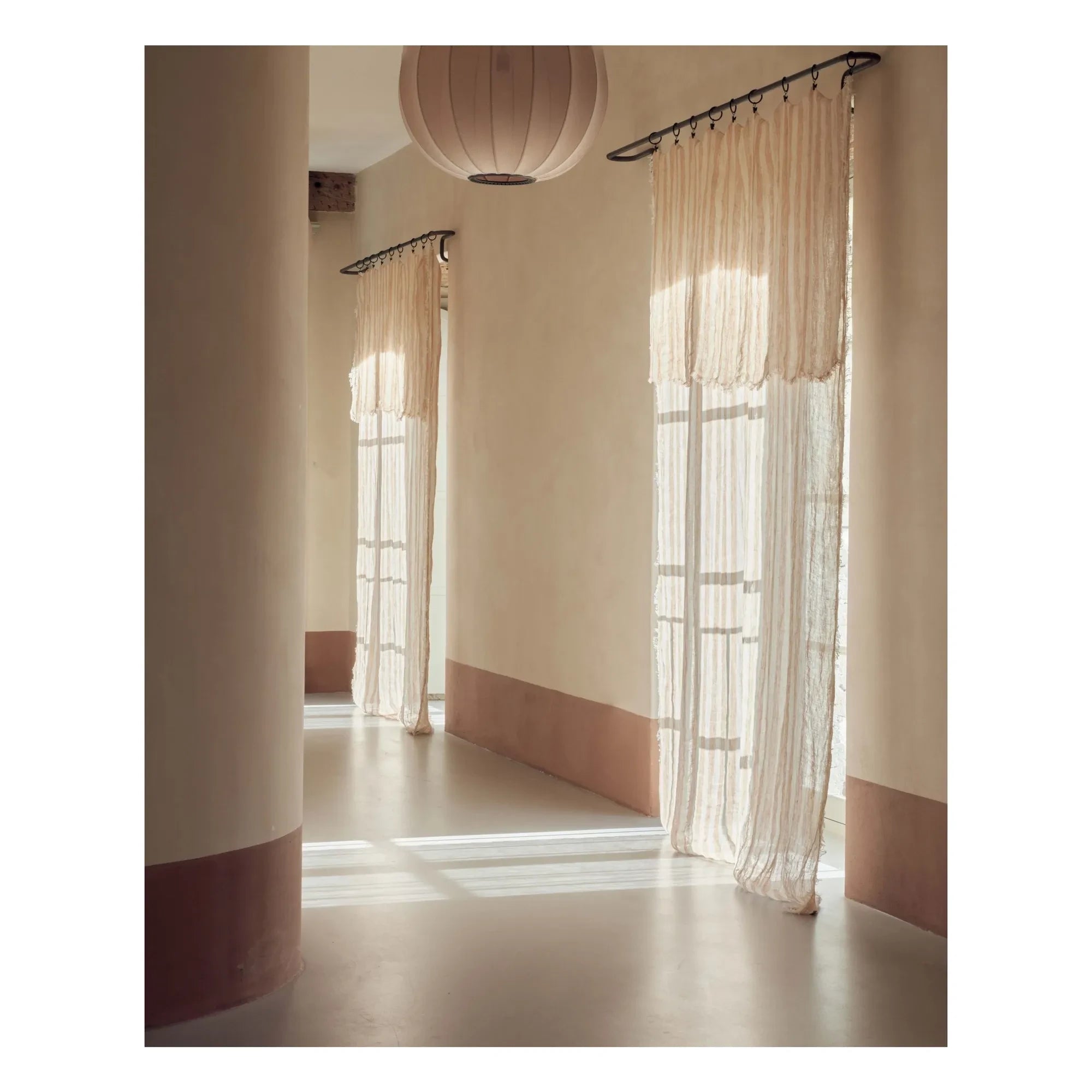Maison de Vacances - Cortina con flecos Vice Versa, visillo de lino bayadera | Havana