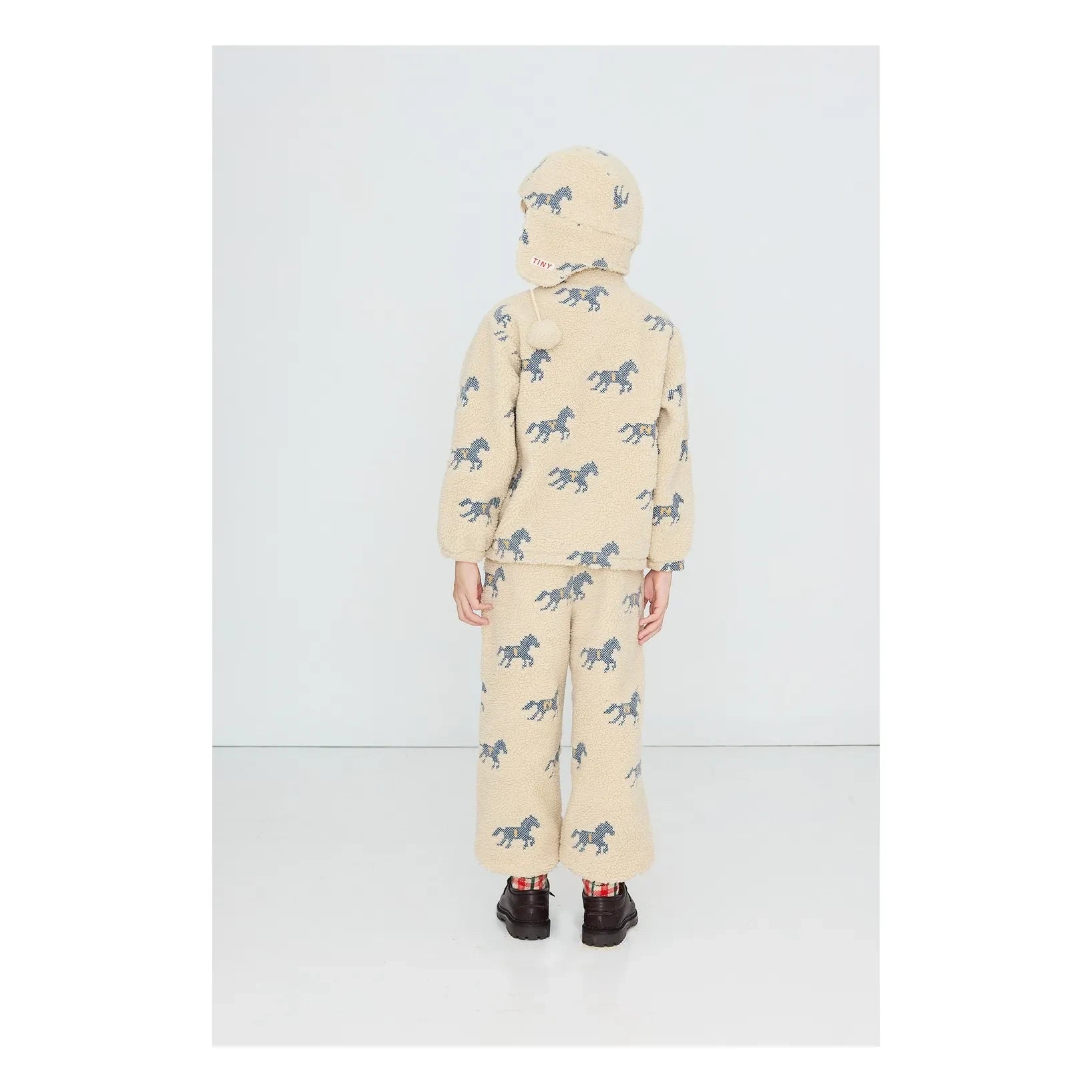 Tinycottons - At Desenli Sherpa Tarzı Fermuarlı Sweatshirt | Krem