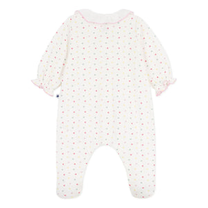Petit Bateau - Pijama con pies Corazones de algodón orgánico tubique | Blanco
