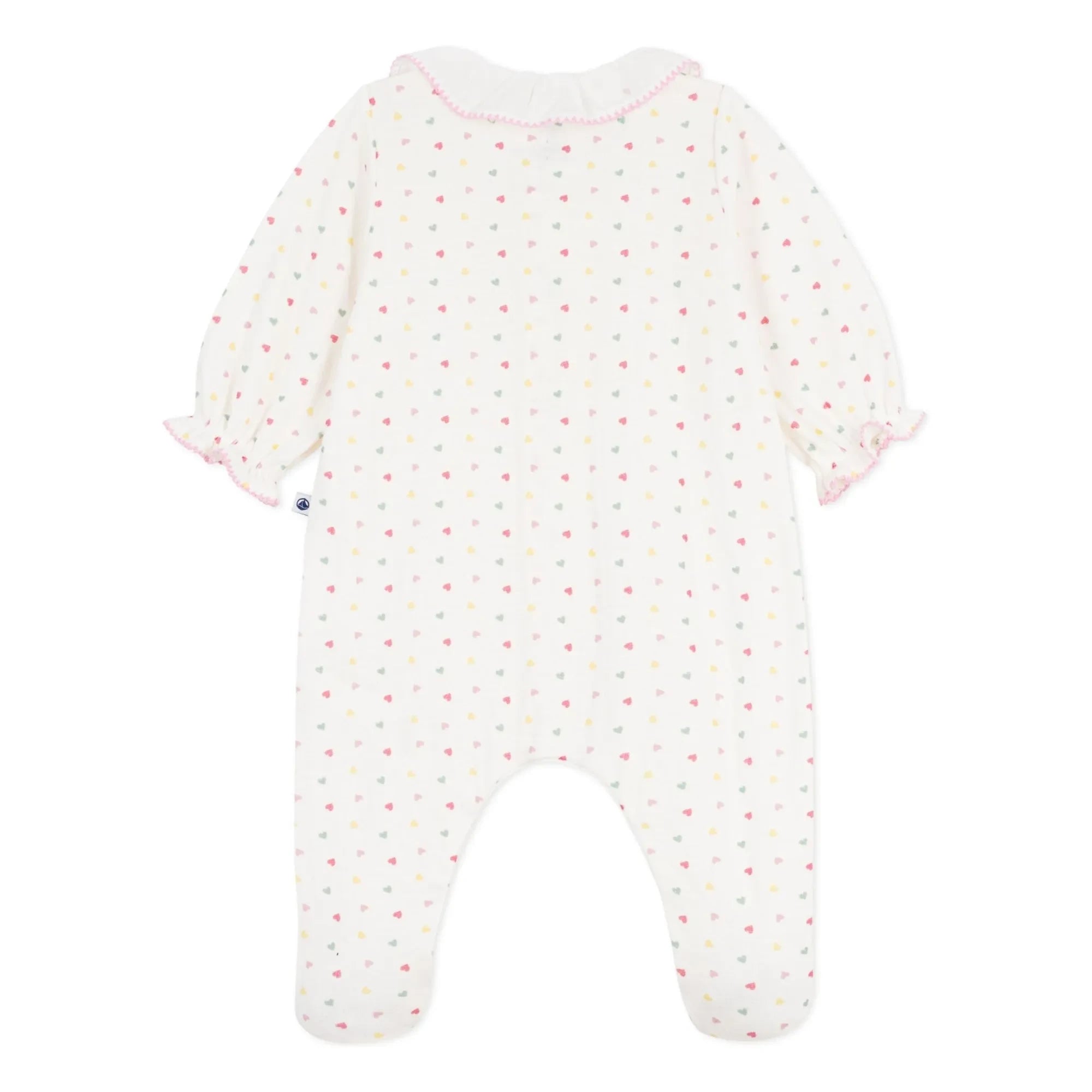 Petit Bateau - Pijama con pies Corazones de algodón orgánico tubique | Blanco