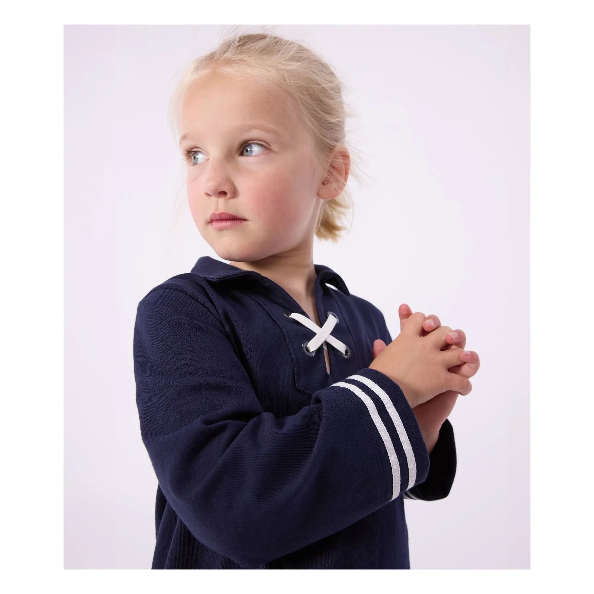 Petit Bateau - Vestido con cuello de encaje | Azul marino