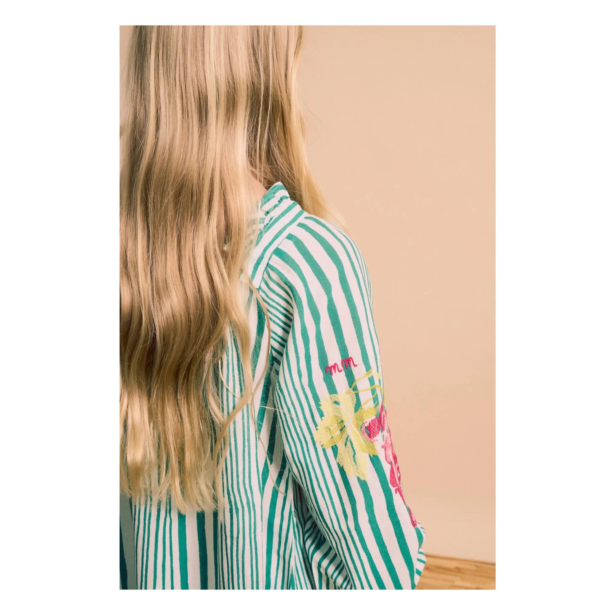 Maison Mangostan - Vestido a Rayas con Mangas Abullonadas | Verde