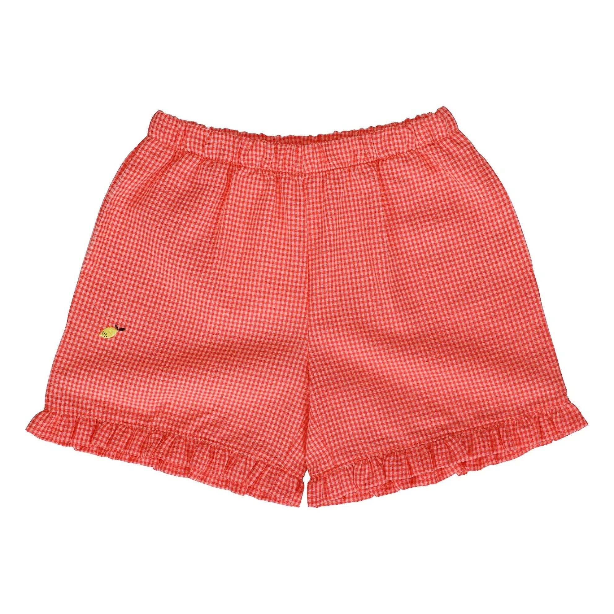 Sticky Lemon - Pantalón corto con volantes de cuadros vichy y limón | Coral