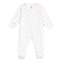 Petit Bateau - Pijama Dors Bien de algodón orgánico con cremallera Nubes | Blanco