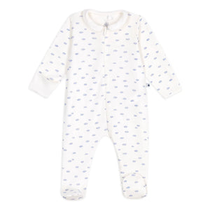Petit Bateau - Pijama Dors Bien de algodón orgánico con cremallera Nubes | Blanco