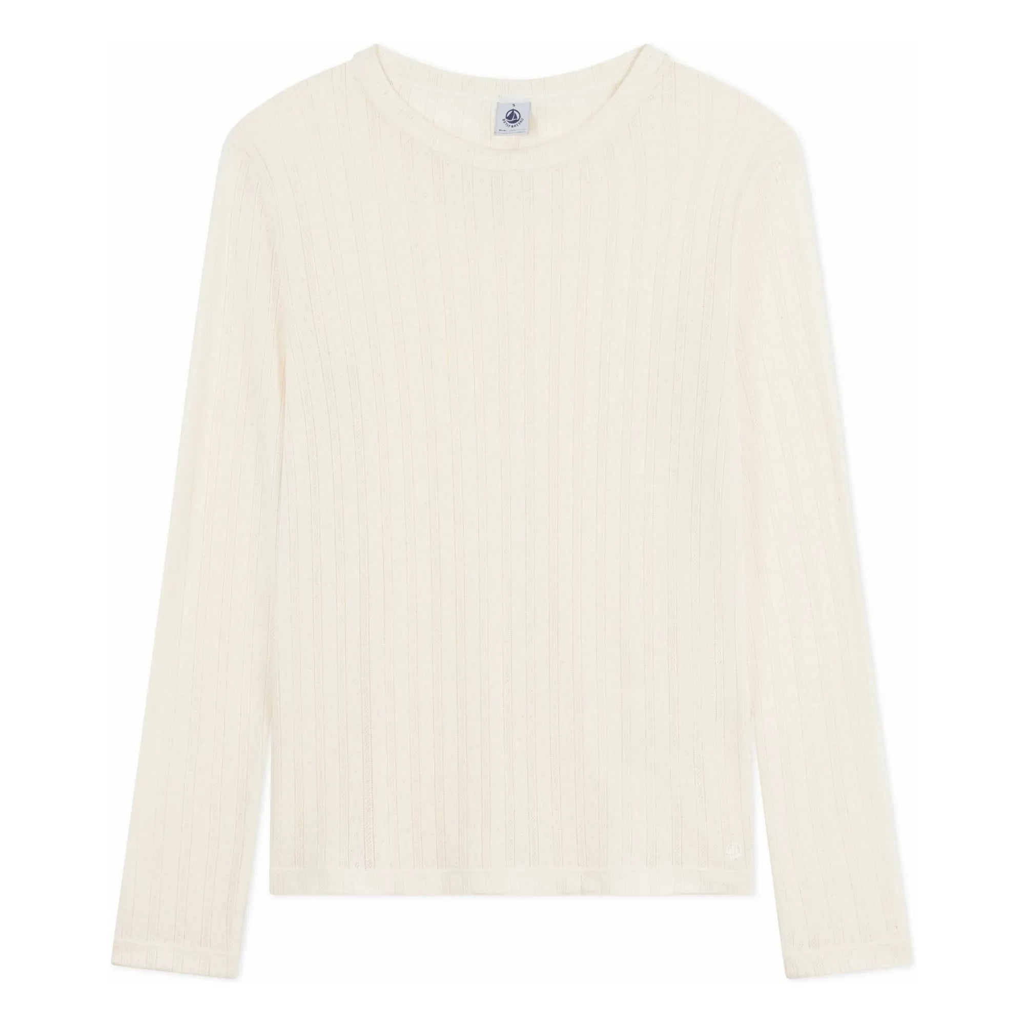 Petit Bateau - Camiseta de algodón orgánico calado | Crudo
