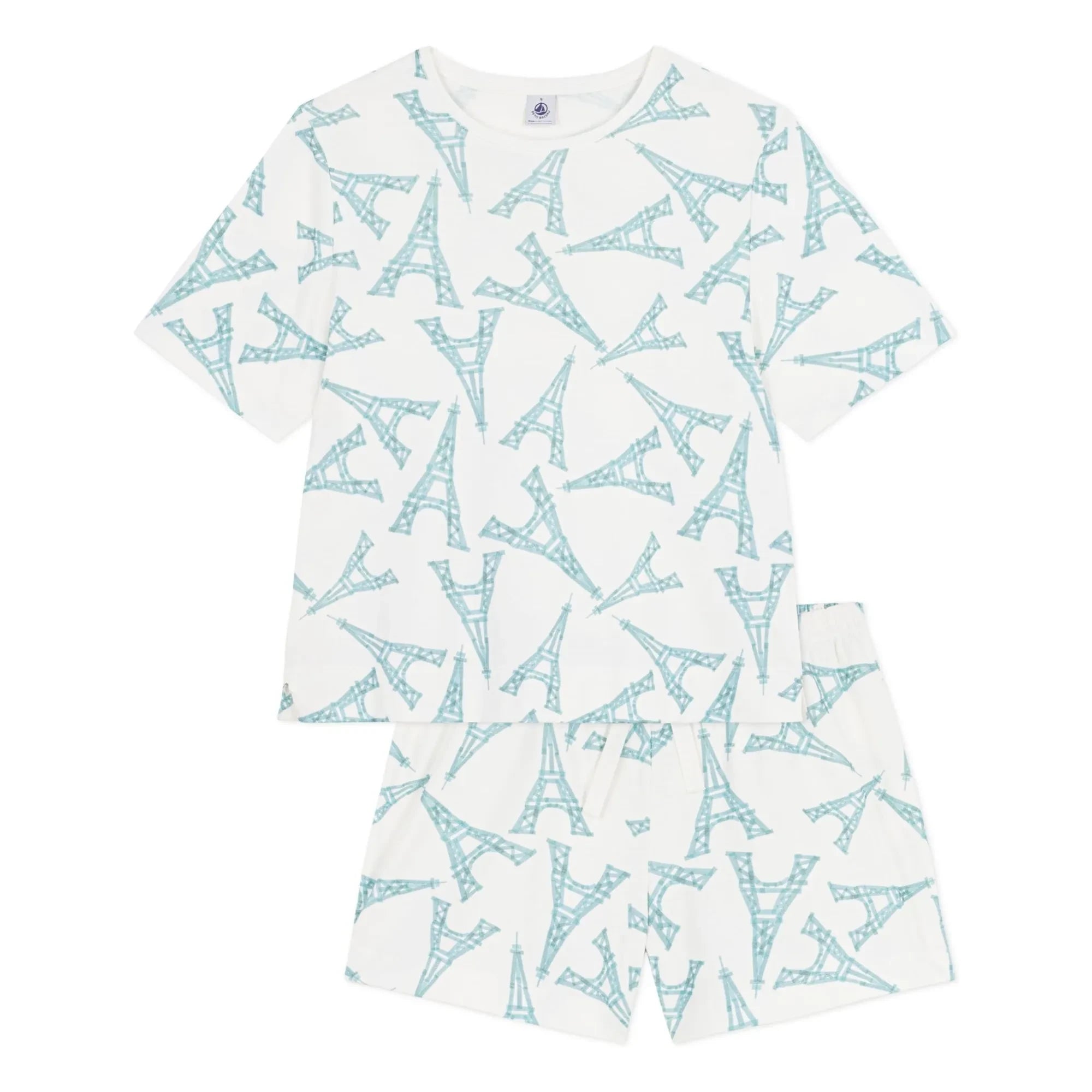 Petit Bateau - Pijama corto Torre Eiffel | Blanco