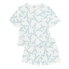 Petit Bateau - Pijama corto Torre Eiffel | Blanco