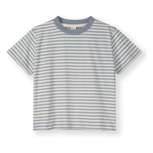 Gray Label - Camiseta Oversize a Rayas de Algodón Orgánico | Azul Glaciar