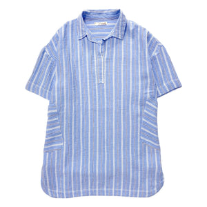 Sunchild - Vestido camisero de algodón orgánico a rayas Cadaqués | Azul