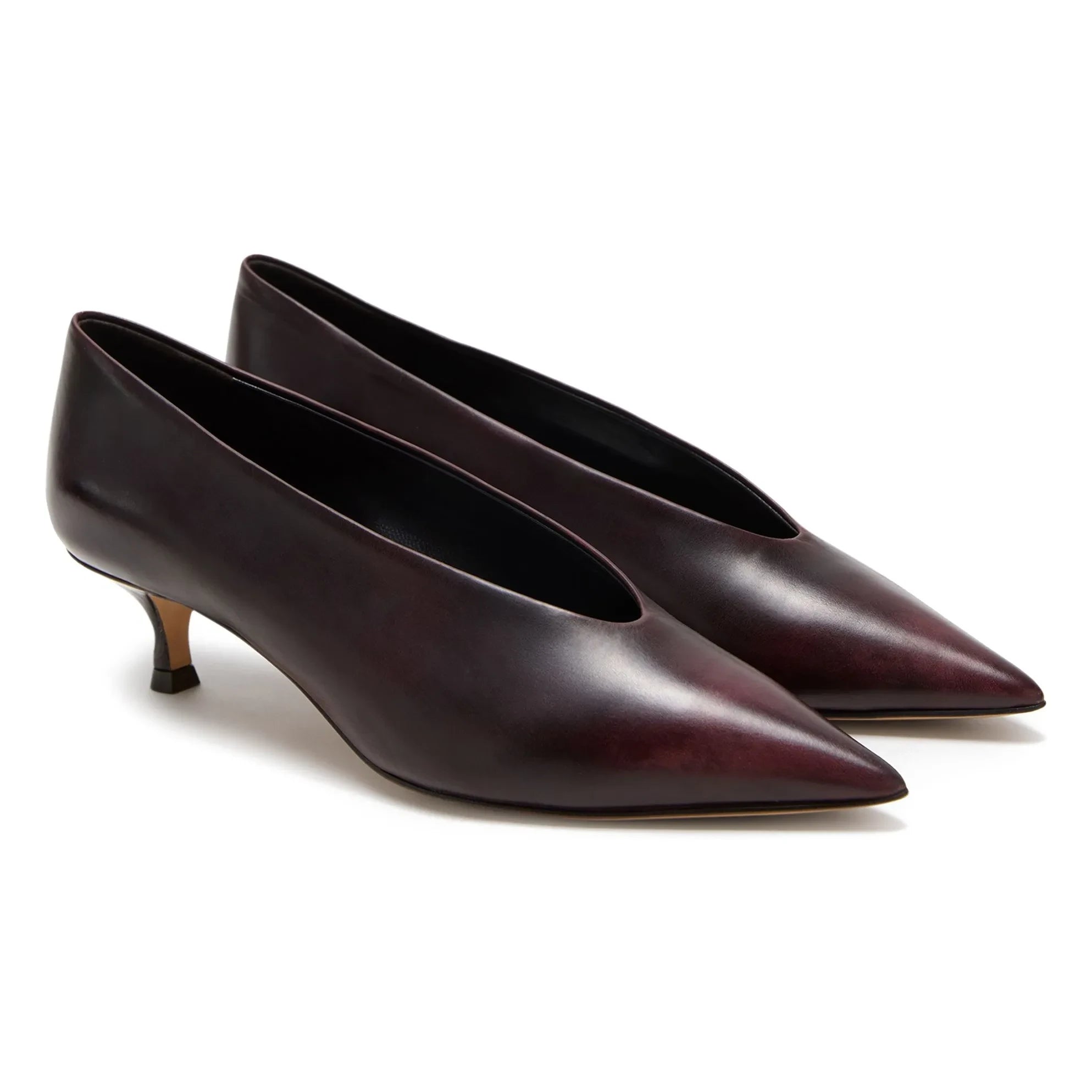 Le Monde Beryl - Zapatos de tacón de piel Kitten | Borgoña