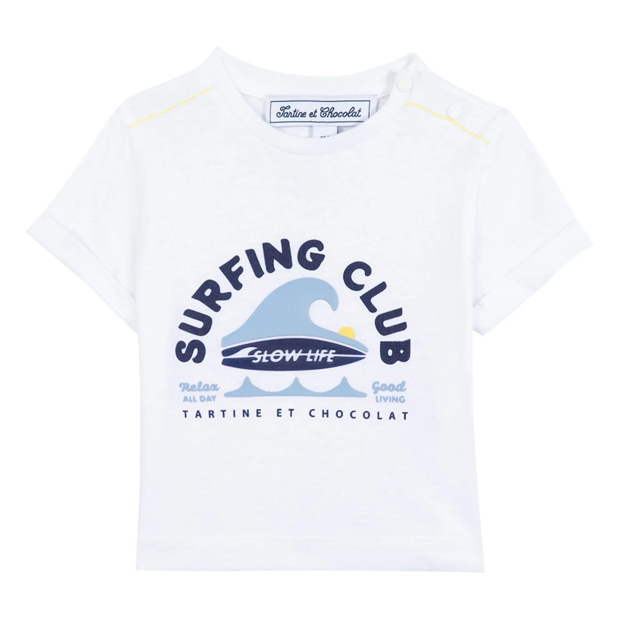 Tartine et Chocolat - Camiseta de bebé Surfing Club | Blanco