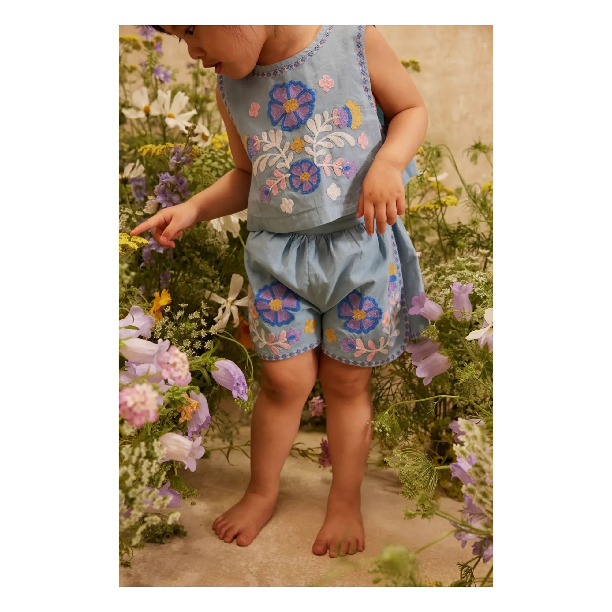 Louise Misha - Top bordado Albane Algodón orgánico | Azul