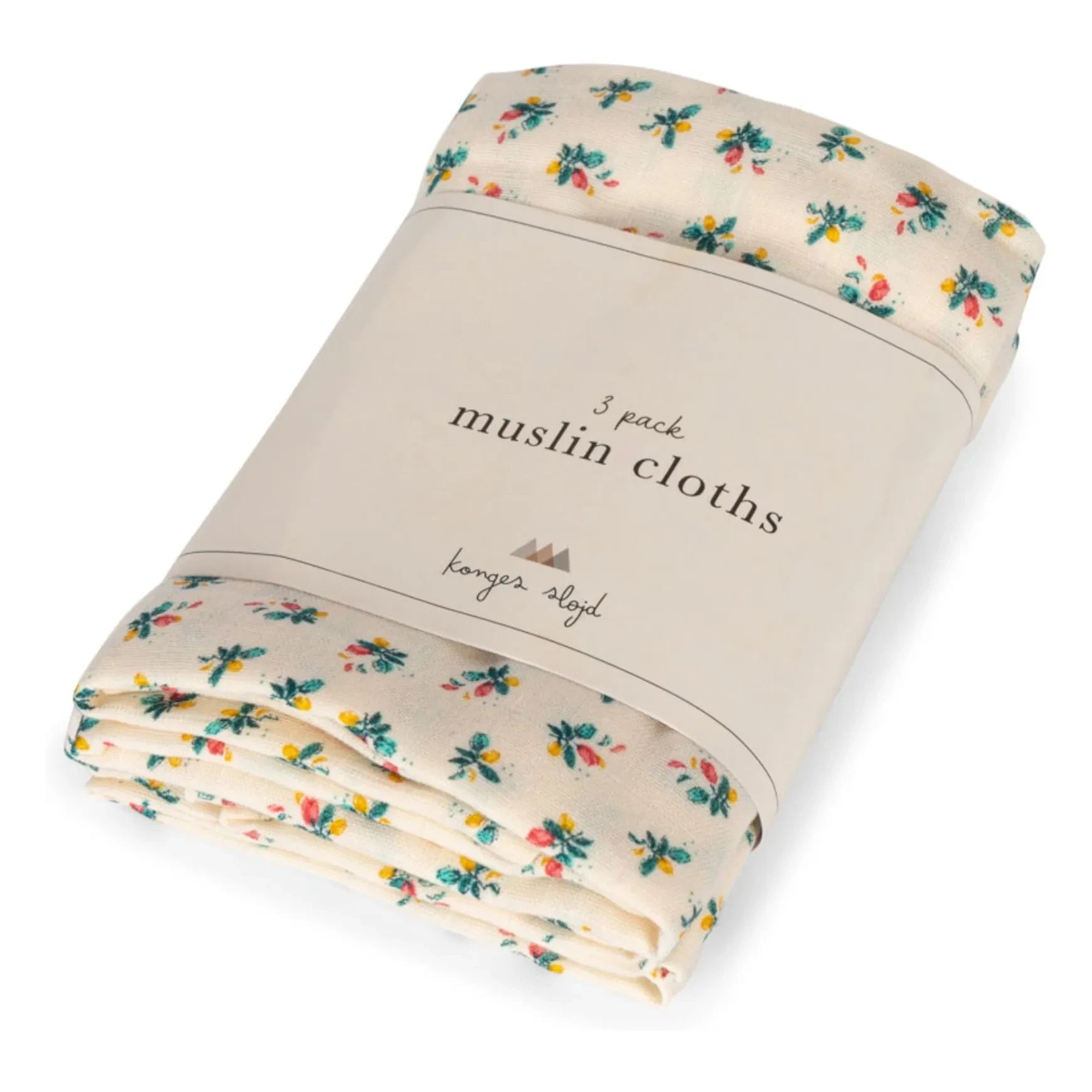 Konges Sløjd - Paños de muselina de algodón orgánico Flores - Set de 3