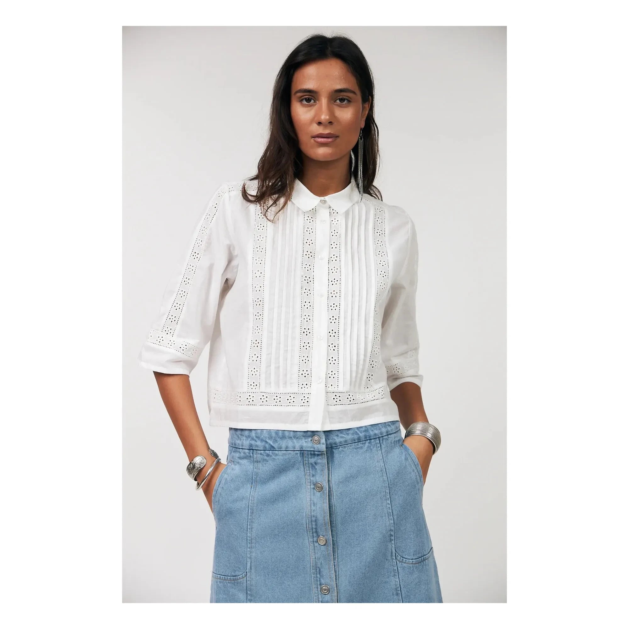Lollys Laundry - Camisa de algodón Amora | Blanco