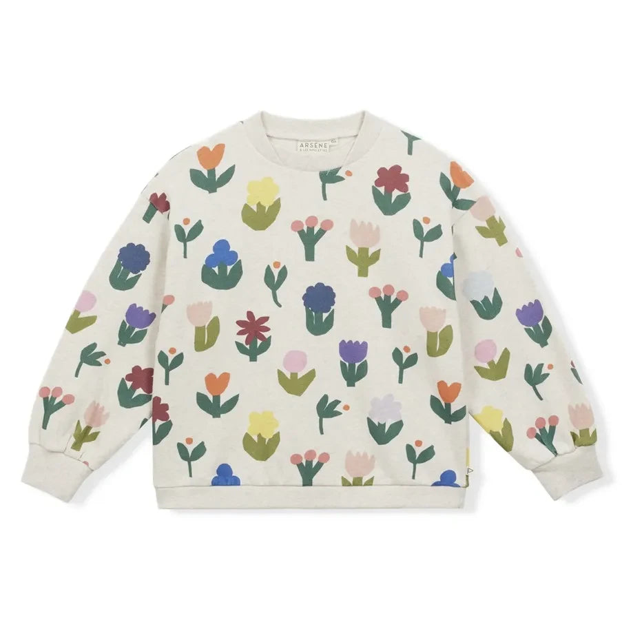 Arsène et Les Pipelettes - Organik Pamuklu Çiçek Desenli Sweatshirt | Yeşil