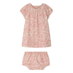 Bonpoint - Vestido de algodón orgánico Cachouli Fleurie | Rosa empolvado