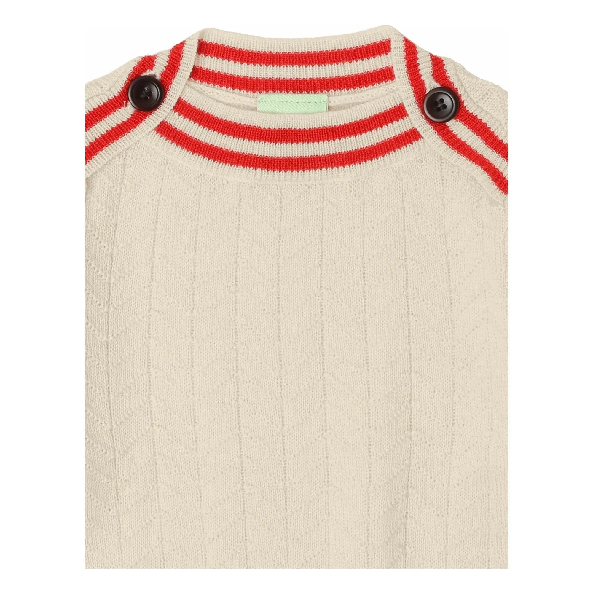 FUB - Jersey de punto fino con botones de zigzag de lana merina | Crudo