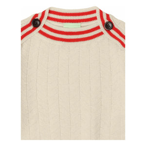 FUB - Jersey de punto fino con botones de zigzag de lana merina | Crudo