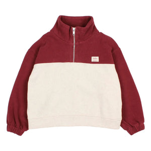 Búho - Sudadera con cuello tipo camionero de dos tonos | Burdeos