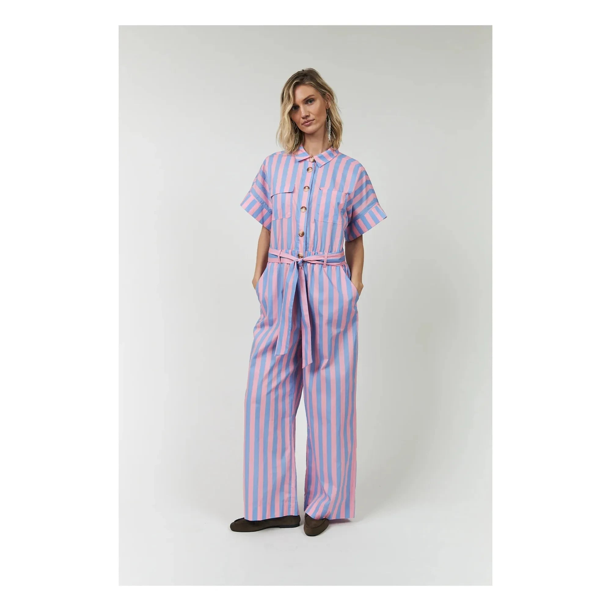 Lollys Laundry - Mono de rayas de algodón Mathilde | Rosa