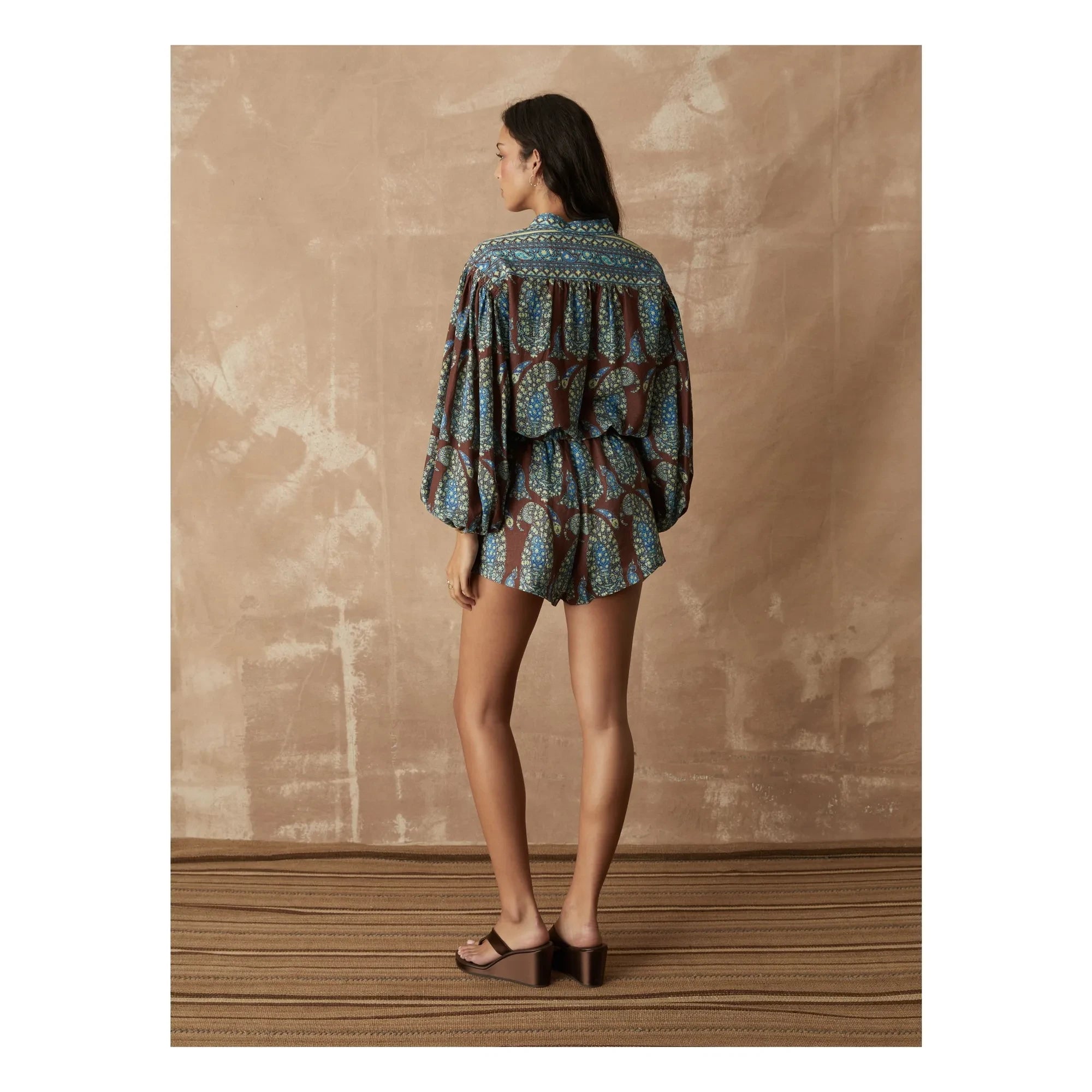 Boteh - Kaliko Keten Şort | Çikolata