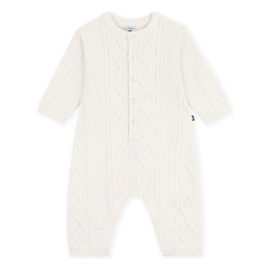 Petit Bateau - Yün Bükümlü Örgü Tulum | Beyaz