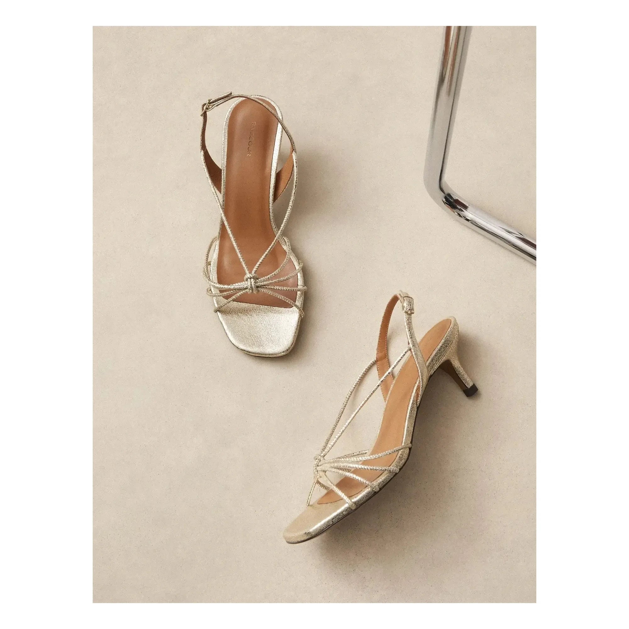 Rivecour - Sandalias n°470 Piel agrietada | Plateado