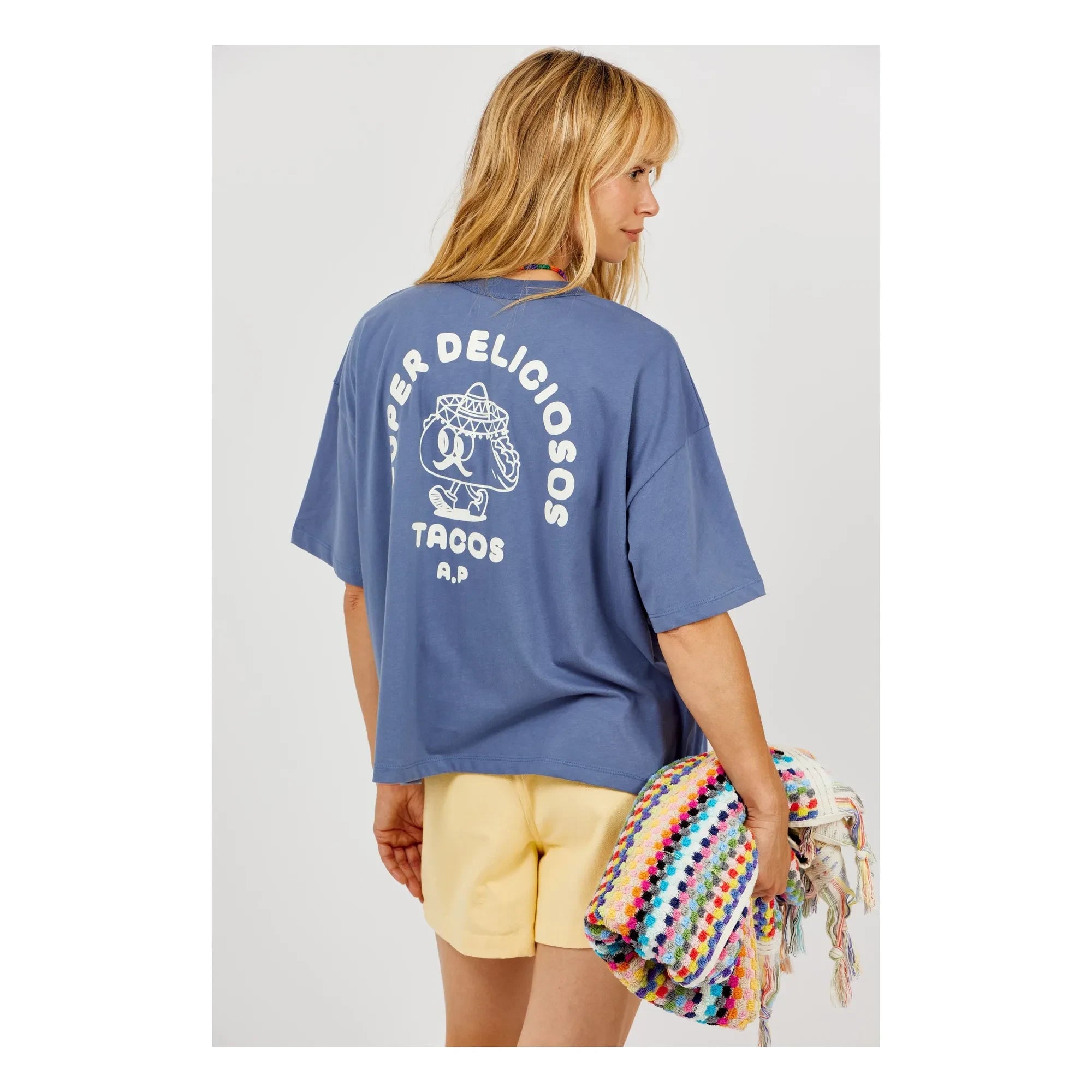a.p - Camiseta de algodón orgánico Super Tacos | Azul noche