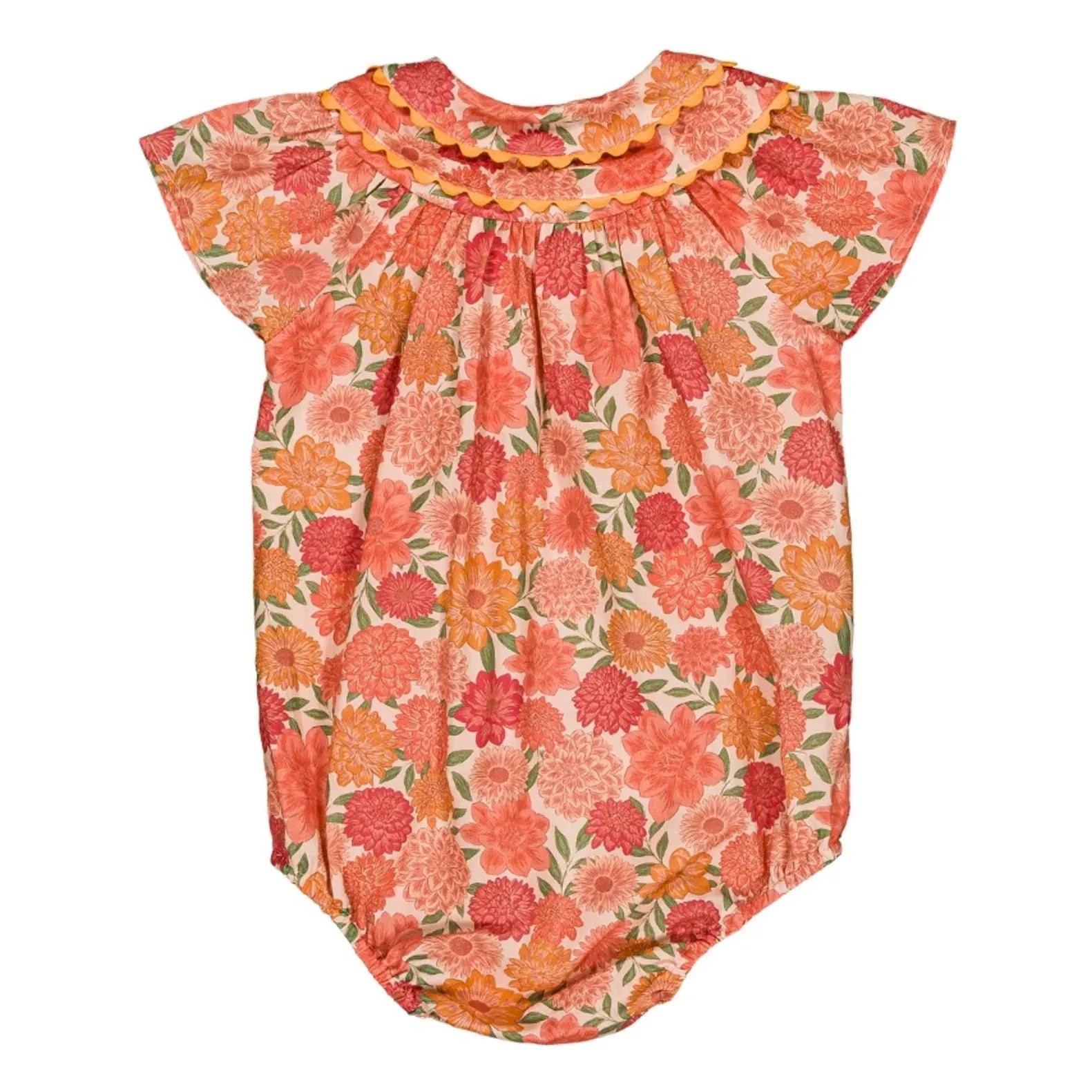 Loir - Toinette Fleurs Romper de algodón orgánico | Coral