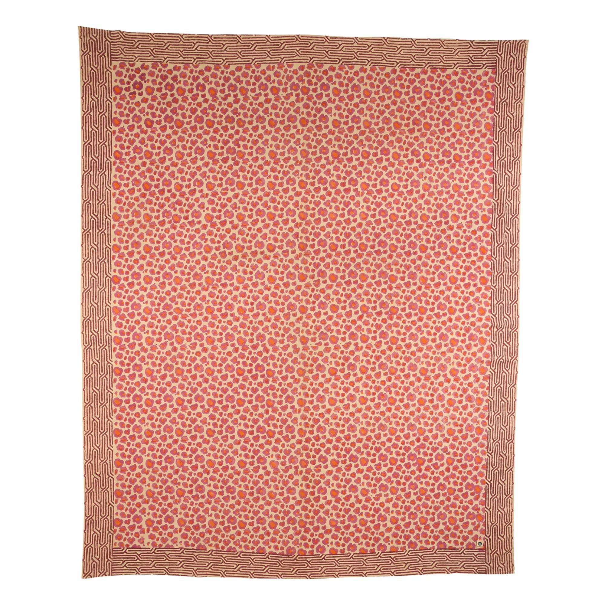 Doing Goods - Manta con estampado de leopardo y bolso de tela de algodón | Rosa