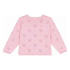 Petit Bateau - Cárdigan Corazones Calados de Algodón Orgánico | Rosa