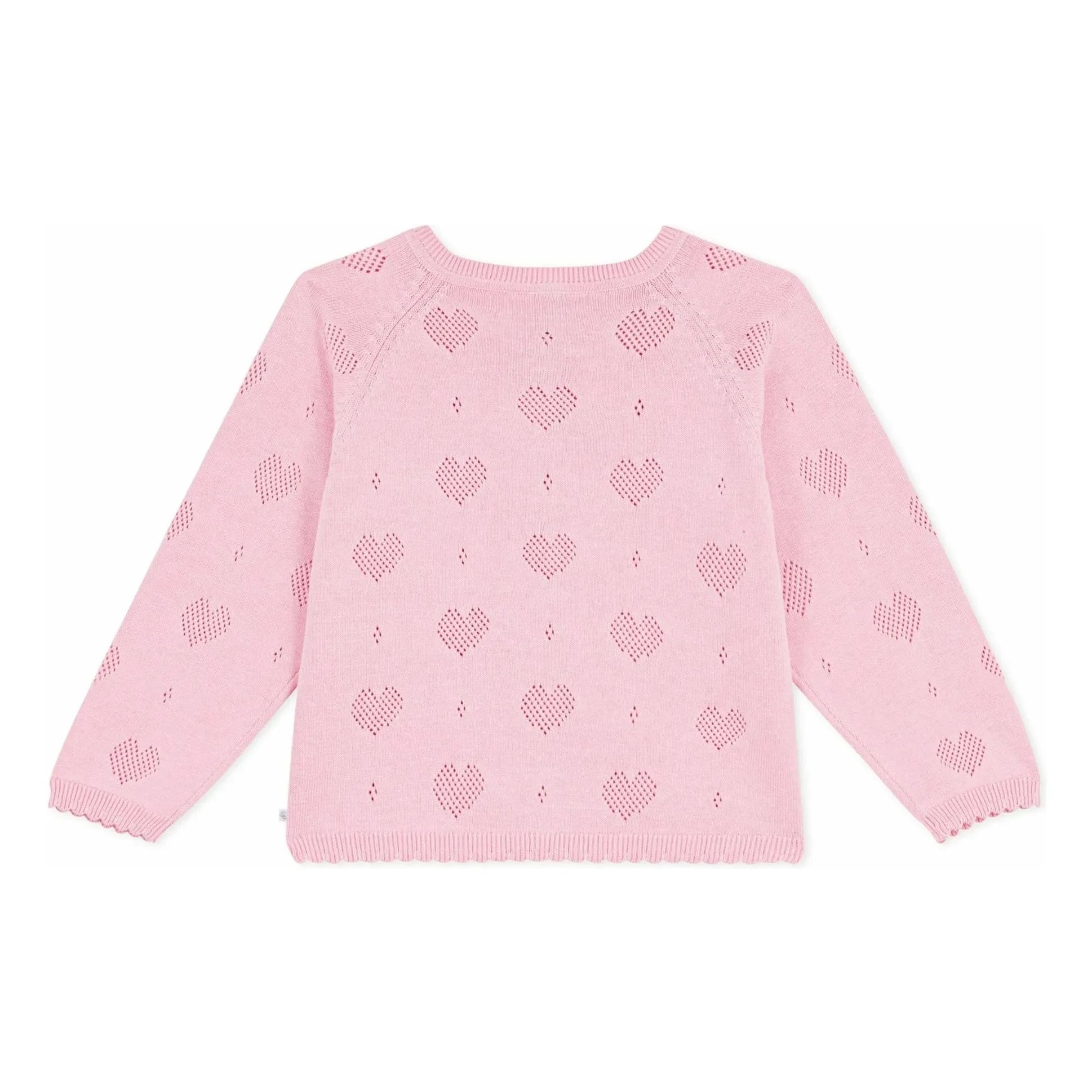 Petit Bateau - Cárdigan Corazones Calados de Algodón Orgánico | Rosa