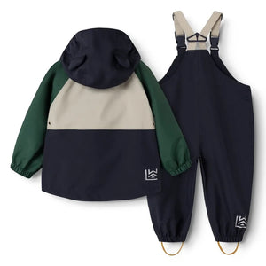 Liewood - Conjunto de lluvia Manu Colorblock fabricado con fibras recicladas | Verde oscuro