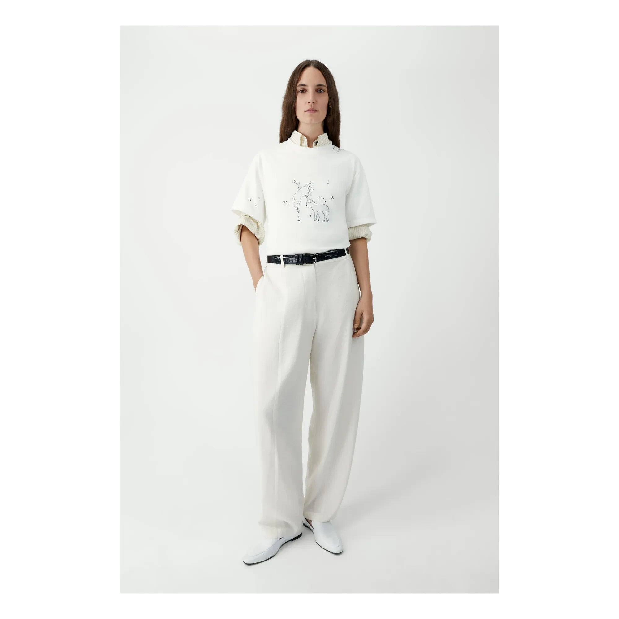 Cordera - Camiseta de algodón orgánico bordado | Blanco