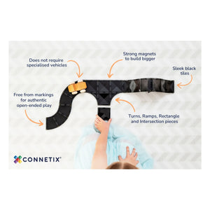 Connetix - Pack creativo de carreteras - 48 piezas | Negro