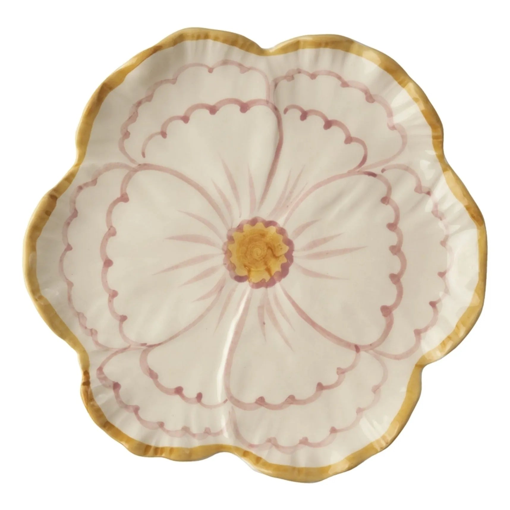 Arroz - Plato de cerámica con flores | Rosa