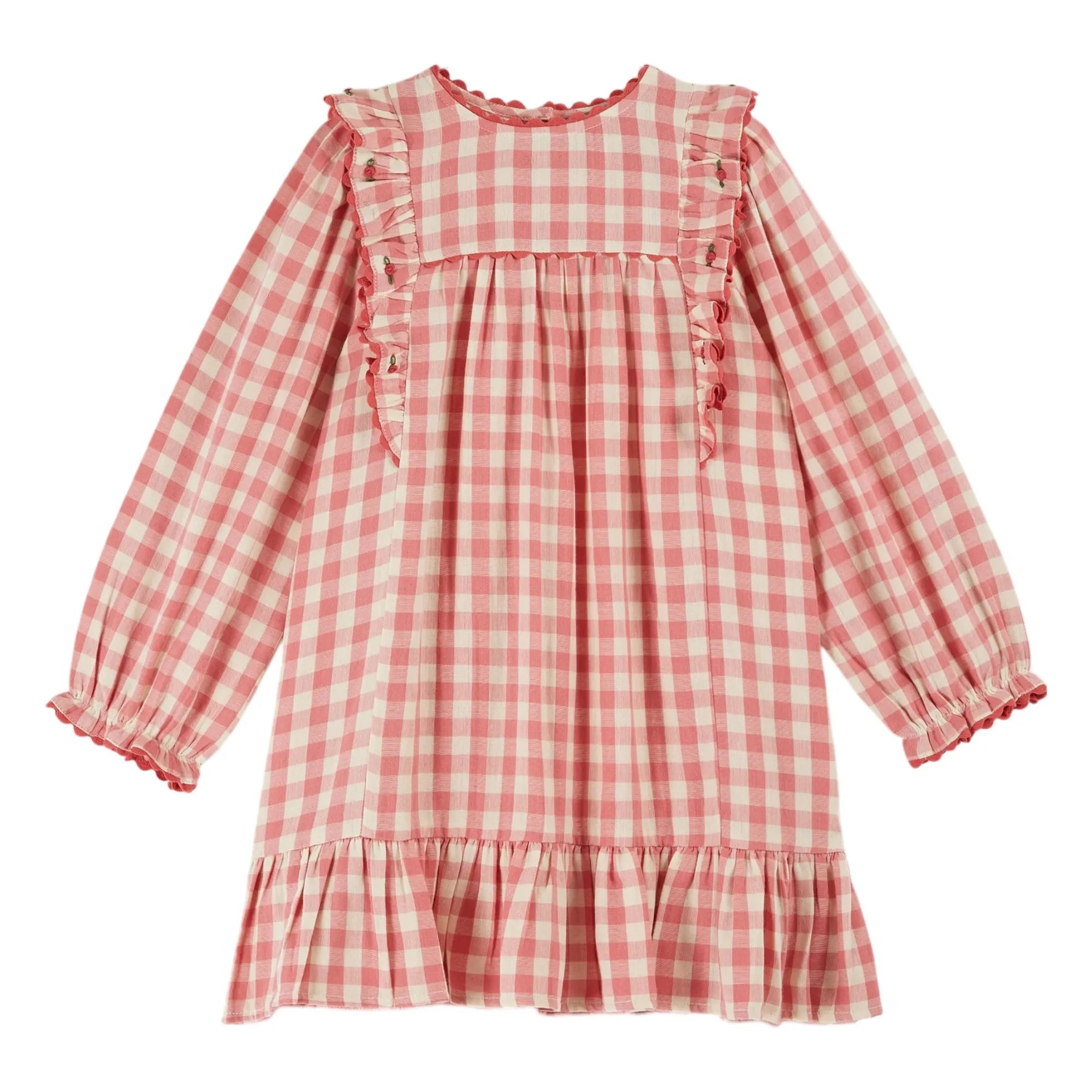 Emile et Ida - Vestido de volantes a cuadros vichy | Rosa