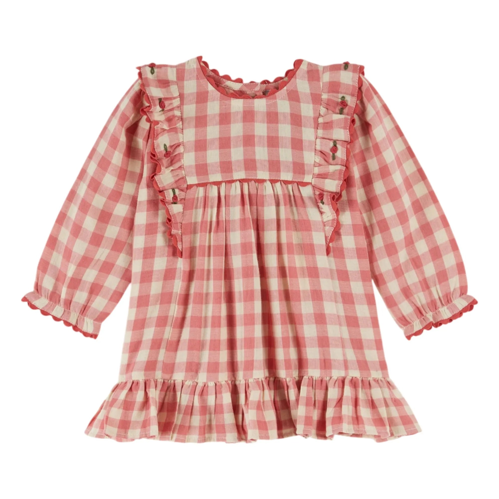 Emile et Ida - Vestido de volantes a cuadros vichy | Rosa