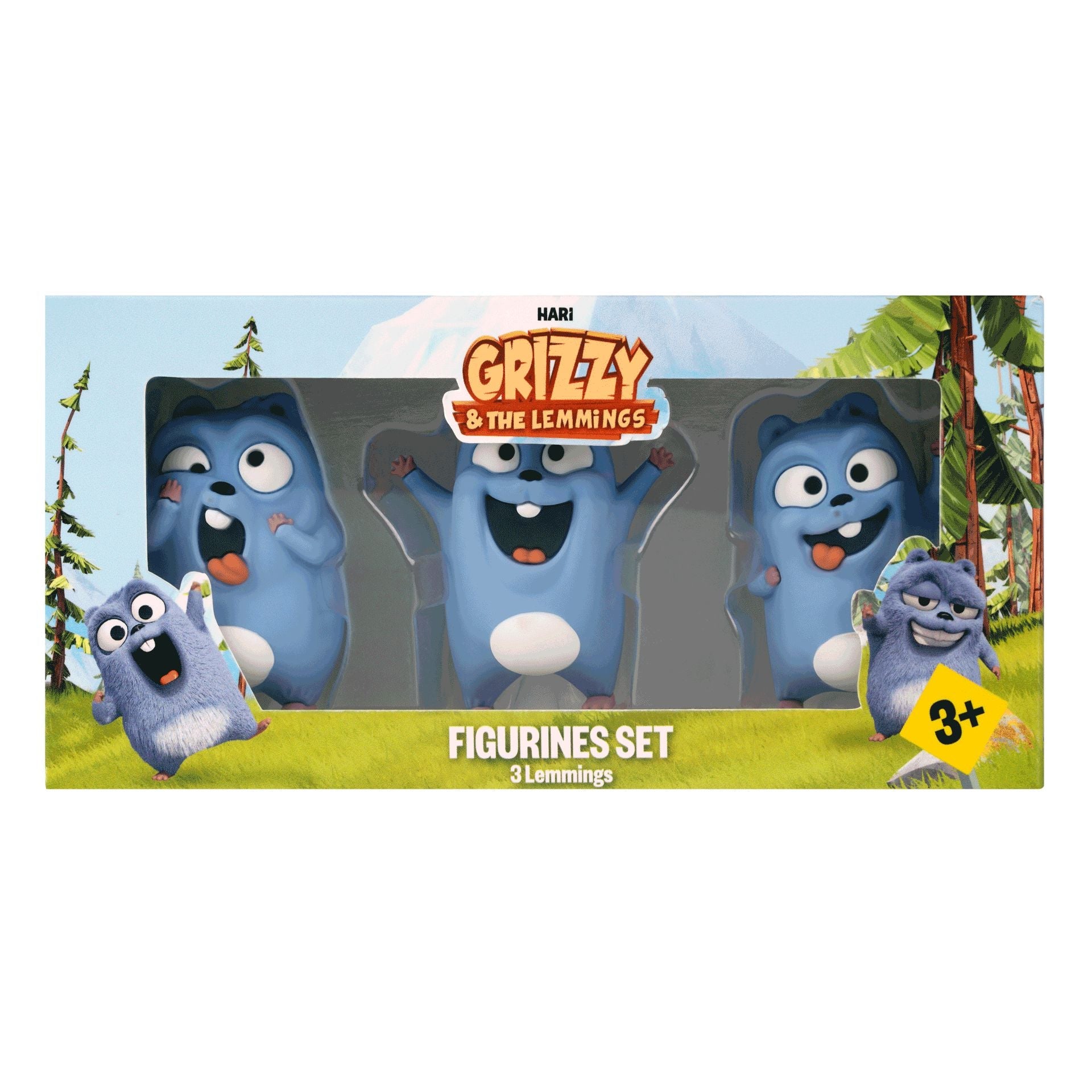 Grizzy y los Lemmings - Juguete de figura de 3 Lemmings