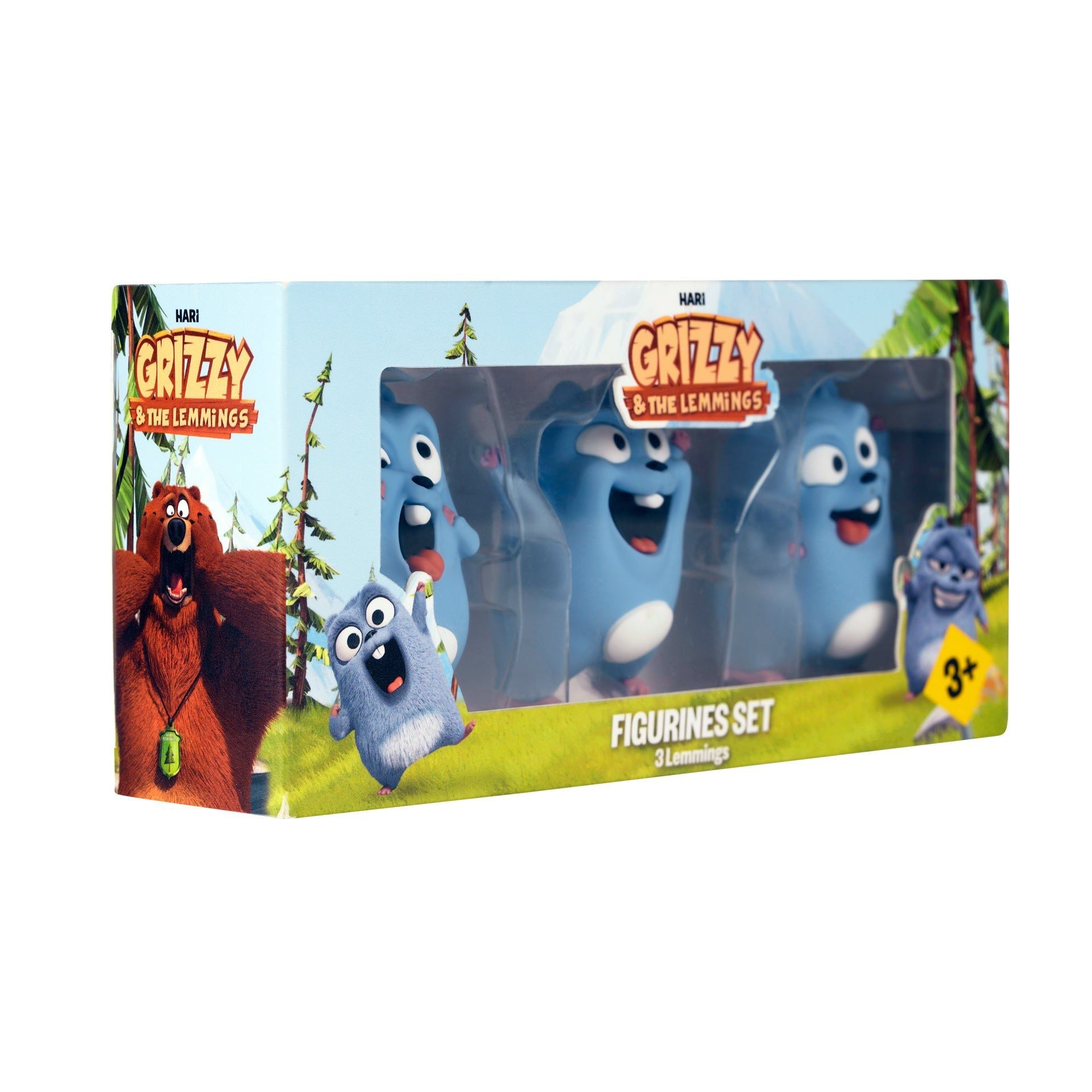 Grizzy y los Lemmings - Juguete de figura de 3 Lemmings